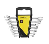 STANLEY STMT82842-0 Clés Mixtes - Forgées En Acier- Œil Plat - Manche Ergonomique - Fournies Avec Un Support Permanent - Set De 7 Pièces