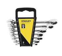 STANLEY STMT82846-0 Clés Mixtes À Cliquet - Forgées En Acier Chromé - Œil Plat - 72 Dents - Angle De Reprise 5° - Manche Ergonomique Pour Un Serrage Plus Puissant - Étui Compact - Jeu De 7 Pièces