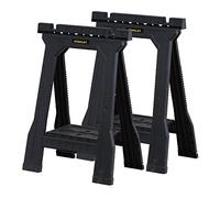 Stanley Stst1-70355 Tréteau Pliable Junior Set - 362 kg Par Paire - Rainure en V pour Coupe - Caoutchouc Anti-Dérapant Sur Les Pieds - Plateau Intégré - Dimensions Produit ( cm) : 58,1 x 81,8 x 12,6