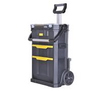 Stanley Stst1-79231 Servante modulo 2 en 1 avec Boîte À Outils et Organiseur - Dimensions 53 x 75.60 x 32 cm - 59 Litres - Poignée Télescopique avec Revêtement Bi matière, Noir