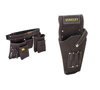 Stanley Stst1-80113 Porte Outils Double Ceinture - Nombreuses Poches - Cuir de Qualité Supérieure - Renfort Par Rivets - 145 x 9 x 26 & STST1 - 80118 Fourreau Porte Perceuse