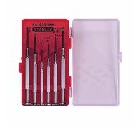 STANLEY Tournevis Horloger Coffret de 6 Pièces - Lame Trempée et Bleuie Plus Résistante - Manche Nickelé - Poignée Hexagonale et Tête Pivotante 1-66-039