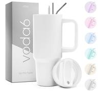 Stanley Voda6 - Gobelet isotherme de 1,2 l avec paille et couvercle, tasse de voyage avec poignée, cadeau d'anniversaire pour fille, double paroi (blanc)
