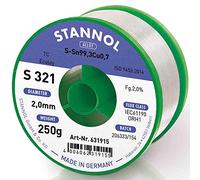 Stannol S321 2,0% 2,0MM SN99,3CU0,7 CD 250G Étain à souder sans plomb sans plomb, bobine Sn99,3Cu0,7 ORH1 250 g 2 mm