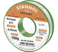 Stannol Fil à souder Crystal 611 2,5% 0,7 mm FLOWTIN TC (Sn99.3Cu0.7) Fairtin 813015 Bobine de 100 g