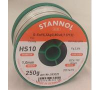 Stannol HS10 2510 Étain à souder sans plomb bobine Sn95,5Ag3,8Cu0,7 ROM1 250 g 1 mm