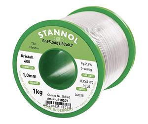 Stannol Flowtin TS 810045 Bobine de loetzin sans plomb Sn95,5Ag3,8Cu0,7 1000 g 1 mm