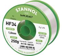 Stannol HF34 1,6% 1,0MM FLOWTIN TC CD 250G Étain à souder sans plomb bobine, sans plomb Sn99,3Cu0,7 ORM0 250 g 1 mm