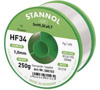 Stannol HF34 1,6% 1,0MM FLOWTIN TC CD 250G Étain à souder sans plomb bobine, sans plomb Sn99,3Cu0,7 ORM0 250 g 1 mm