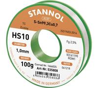 Stannol HS10 2,5% 1,0MM SN99,3CU0,7 CD 100G Étain à souder sans plomb sans plomb, bobine Sn99,3Cu0,7 ROM1 100 g 1 mm