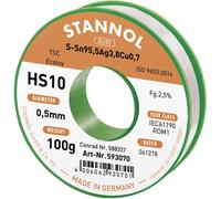 Stannol HS10 2510 Étain à souder sans plomb bobine Sn95,5Ag3,8Cu0,7 ROM1 100 g 0.5 mm