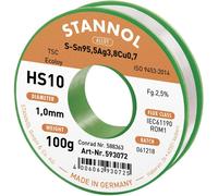 Stannol HS10 2510 Étain à souder sans plomb bobine Sn95,5Ag3,8Cu0,7 ROM1 100 g 1 mm