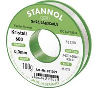Stannol Kristall 600 Étain à souder sans plomb bobine Sn96,5Ag3Cu0,5 REL0 100 g 0.3 mm