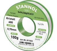 Stannol Kristall 600 Fairtin Étain à souder sans plomb sans plomb Sn96,5Ag3Cu0,5 REL0 100 g 0.7 mm