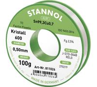 Stannol Kristall 600 Fairtin Étain à souder sans plomb sans plomb Sn99,3Cu0,7 REL0 100 g 0.5 mm