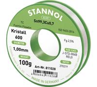 Stannol Kristall 600 Fairtin Étain à souder sans plomb sans plomb Sn99,3Cu0,7 REL0 100 g 1 mm