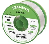 Stannol Kristall 600 Fairtin Étain à souder sans plomb sans plomb Sn99,3Cu0,7 REL0 250 g 0.5 mm