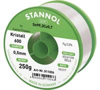 Stannol Kristall 600 Fairtin Étain à souder sans plomb sans plomb Sn99,3Cu0,7 REL0 250 g 0.5 mm