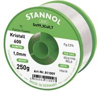 Stannol Kristall 600 Fairtin Étain à souder sans plomb sans plomb Sn99,3Cu0,7 REL0 250 g 1 mm