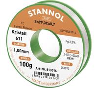 Stannol Kristall 611 Fairtin Étain à souder sans plomb sans plomb Sn99,3Cu0,7 REM1 100 g 1 mm