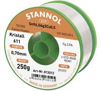 Stannol Kristall 611 Fairtin Étain à souder sans plomb sans plomb Sn99,3Cu0,7 REM1 250 g 0.7 mm