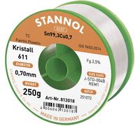Stannol Kristall 611 Fairtin Étain à souder sans plomb sans plomb Sn99,3Cu0,7 REM1 250 g 0.7 mm