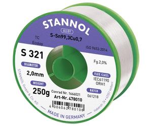 Stannol S321 2,0% 2,0MM SN99,3CU0,7 CD 250G Étain à souder sans plomb sans