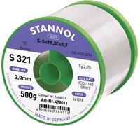 Stannol S321 2,0% 2,0MM SN99,3CU0,7CD 500G Étain à souder sans plomb sans plomb, bobine Sn99,3Cu0,7 ORH1 500 g 2 mm