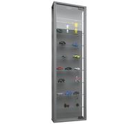 Stano Maxi Vitrine, 1 porte vitrée, éclairage LED inclus, à fixer au mur, argenté.