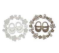 Stanzenshop Matrices de découpe en forme de chaussures de bébé en couronne de fleurs pour la naissance de bébé - Pochoirs de découpe pour scrapbooking, fabrication de cartes