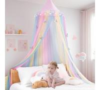 STAOLENE Ciel de lit Princesse Arc-en-Ciel avec étoile et Lune pailletée, Tente de Jeu, moustiquaire pour lit d'enfant, Coin de Lecture, décoration pour Chambre de Fille