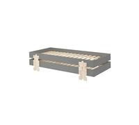 STAPEL - Lot de 2 Lits Empilables 90x200cm Gris Puzzle -