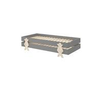 STAPEL - Lot de 2 Lits Empilables 90x200cm Gris Smiley -
