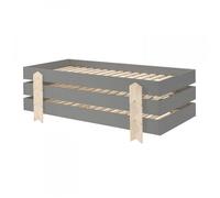 STAPEL - Lot de 3 Lits Empilables 90x200cm Gris Flèche - Altobuy Gris