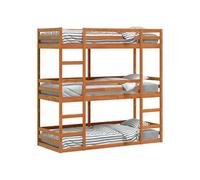 Vidaxl Lit Superposé Triple Marron Cire 80x200 Cm Bois De Pin Massif Marron