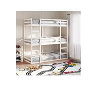 Vidaxl Lit Superposé Triple Blanc 90x200 Cm Bois De Pin Massif Blanc