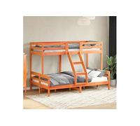 vidaXL Lit superposé 80x200/120x200 cm cire marron bois de pin massif, lit, cadre de lit, lit loft, meubles de chambre à coucher, sommier Marron