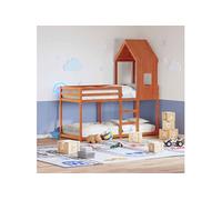 vidaXL Stapelbed met bedhuis massief grenenhout wasbruin 90x200 cm3281999 Marron G