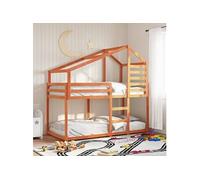 Stapelbed met dak massief grenenhout wasbruin 75x190 cm3281969