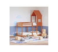 Vidaxl Lit Superposé Avec Toit Cire Marron 75x190cm Bois Massif De Pin Marron