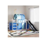 Vidaxl Lit Superposé Avec Toboggan Et Rideaux Bleu 90x200 Cm Multicolore