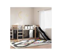 Vidaxl Lit Superposé Avec Toboggan Et Rideaux Blanc Et Noir 90x190 Cm Multicolore