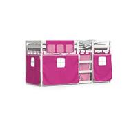 Vidaxl Lit Superposé Avec Rideaux Rose 75x190 Cm Bois Pin Massif Marron