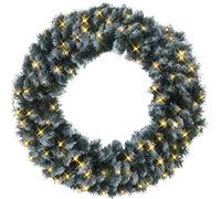 Star 612-28 Fir-Garland, avec décor de Neige,illuminé, ca. 90 cm Ø, 80 Blanc Chaud Pisello LED extérieur, transformateur Carton