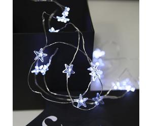 Star 726-37 Guirlande de 12 LED à piles avec étoiles blanches Blanc froid 60 cm