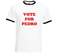 Star and Stripes T-shirt « Vote for Pedro » Napoleon Dynamite S à 2XL - T-shirt classique drôle de geek - T-shirt imprimé avec slogan amusant, blanc/noir, M