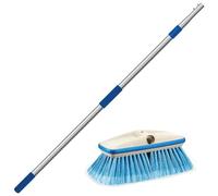 STAR BRITE Kit de brosses télescopiques de Luxe - Manche Extensible en Aluminium de qualité aéronautique, Poils Doux ou Moyens, flottent en Cas de Chute, Design Ergonomique, Nettoyage Multi-Surfaces