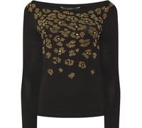Star by Julien MacDonald Star by Julien MacDonald Black Animal Print Embellished Studded Top