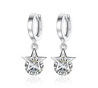 Star charme boucles d'oreilles pour les femmes, ton argent étoile et pierre claire boucles d'oreilles, bijoux de mode ludique pour Casual & Party Wear