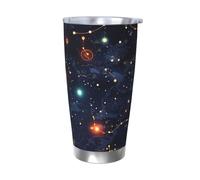 Star Constellation Map Gobelet avec couvercle et paille en acier inoxydable pour boissons chaudes et froides - Tasse à café de voyage réutilisable pour boissons chaudes et froides - Cadeau